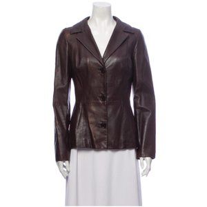 Dolce & Gabbana Brown Leather Blazer Size Small
